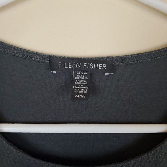 Eileen Fisher Dark Gray High Low Hem Side Splits Casual Dress Medium - Picture 5 of 8